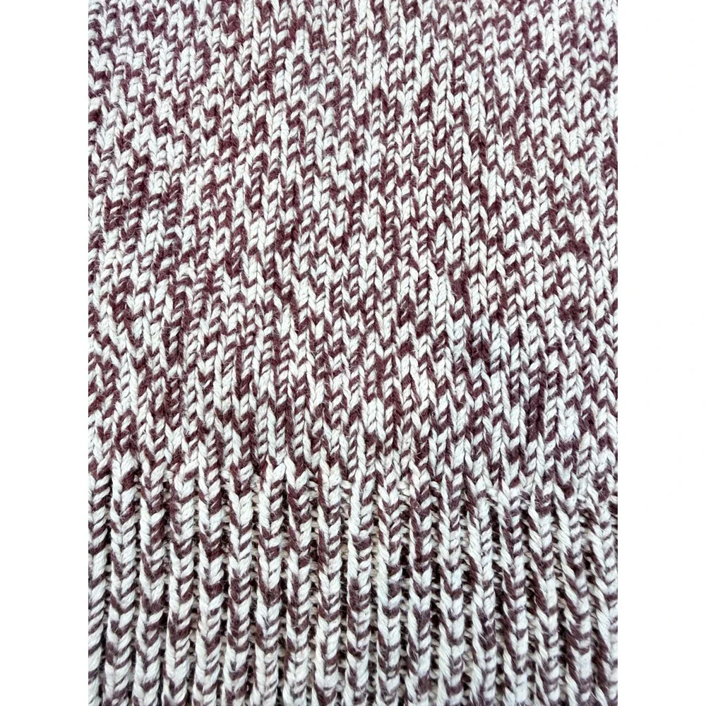 J.Crew Crewneck Sweater Mens Large Burgundy White Cotton‎ Marled Knit BL820